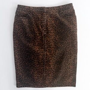 Jeanology Vintage Leopard Print Denim Jean Skirt Brown/Black Size 10 EUC — Y2K